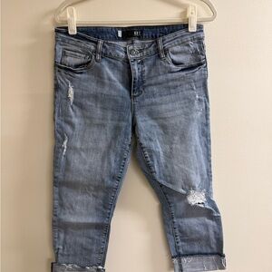 Kut from the Kloth Women's Cropped Distressed Blue Jeans